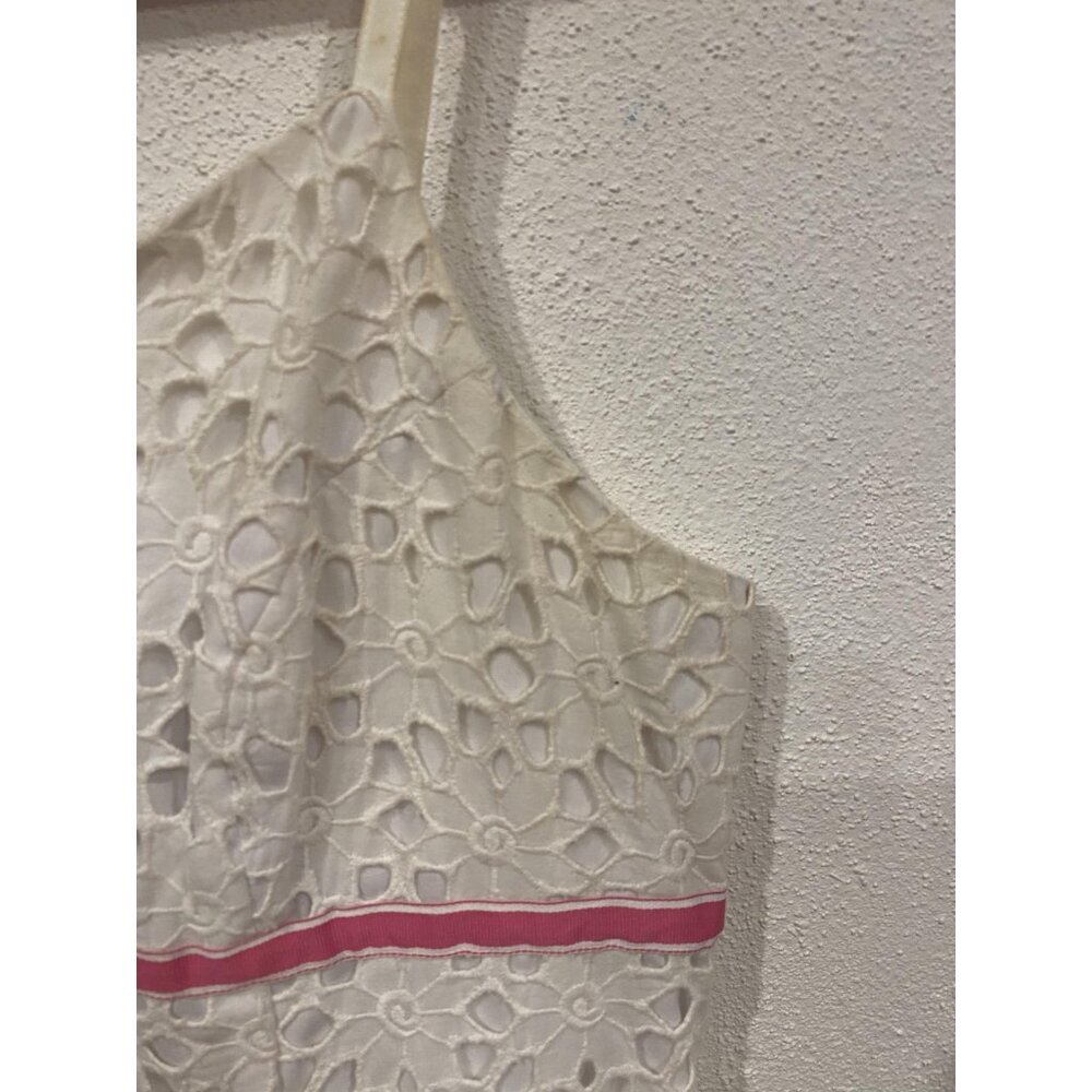 Lilly Pulitzer Dress Womens Size 12 White Lace Sleeveless Pink Trim Summer Party - Picture 5 of 7